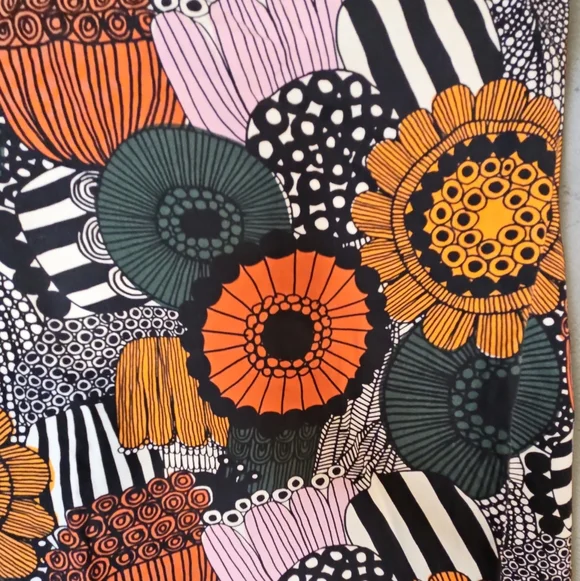 Marimekko x Uniqlo Floral Dress L Nordic Print Cotton A-Line Shift Retro Mod - Picture 6 of 6